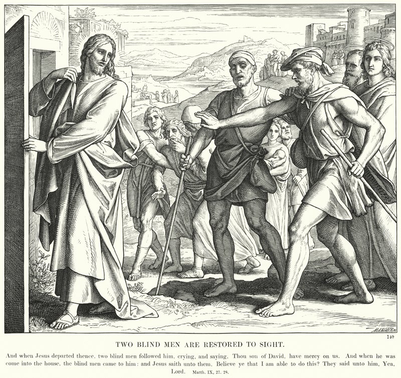 Deux aveugles recouvrent la vue (gravure) - Julius (after) Schnorr von Carolsfeld