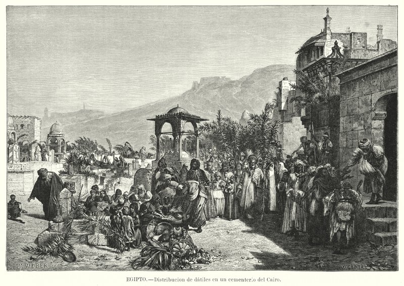 Distribution de dattes dans un cimetière, Le Caire, Égypte - Karl Wilhelm Gentz