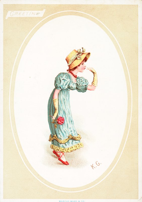 Carte de vœux (chromolithographie) - Kate Greenaway