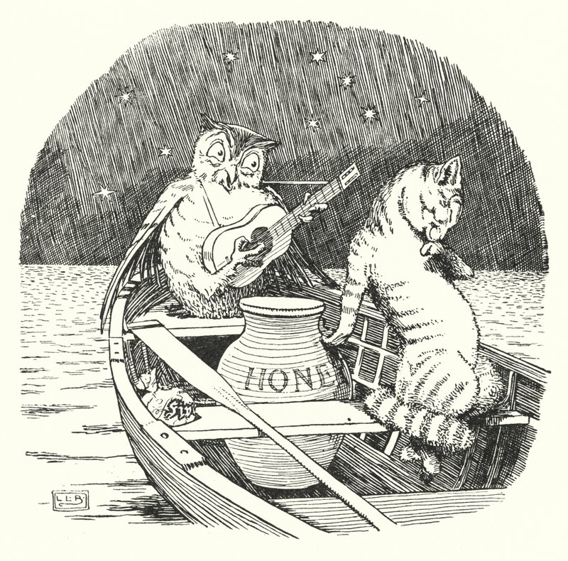 Le Hibou et le Chat (lithographie) - Leonard Leslie Brooke