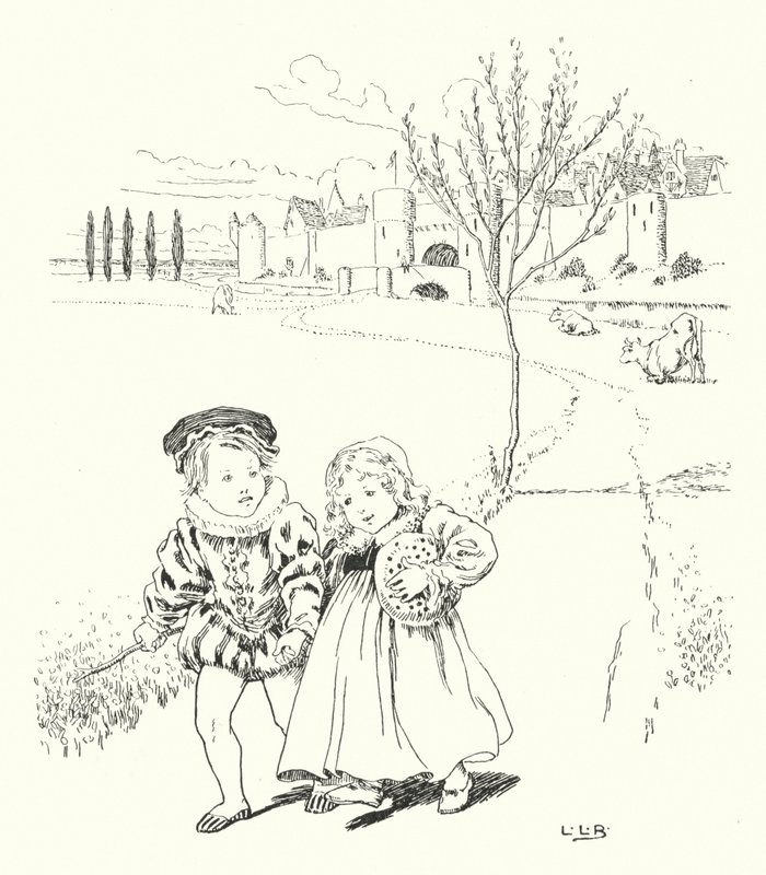 Au marché, au marché, pour acheter un petit pain aux prunes (gravure) - Leonard Leslie Brooke