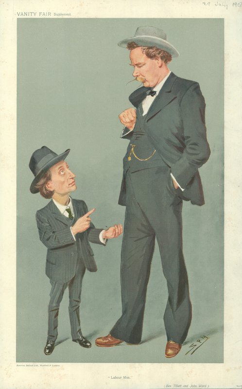 Ben Tillett et John Ward, hommes du travail, 29 juillet 1909, caricature de Vanity Fair - Leslie Matthew Ward