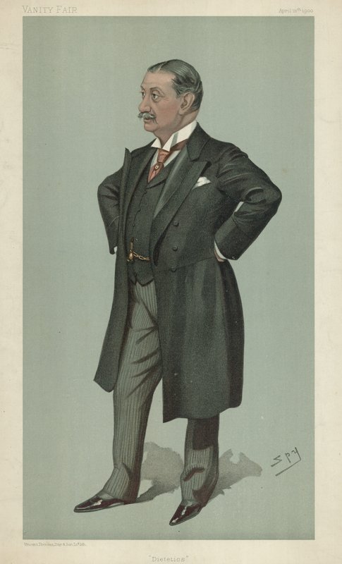 Dr Nathaniel Edward Yorke-Davis, diététique, 12 avril 1900, caricature de Vanity Fair - Leslie Matthew Ward