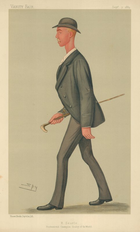 Henry Searle, champion professionnel de rame du monde, 7 septembre 1889, caricature de Vanity Fair - Leslie Matthew Ward