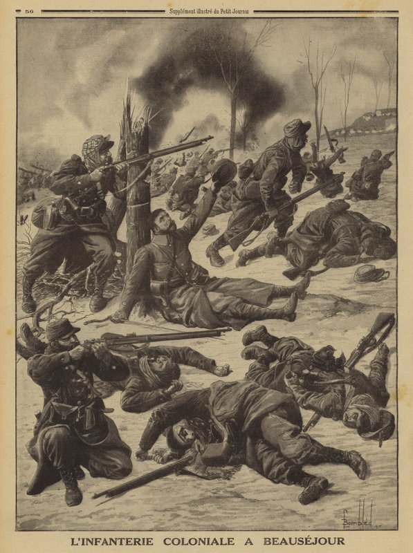 Infanterie coloniale française combattant à Beauséjour, Première Guerre mondiale - Louis Charles (after) Bombled