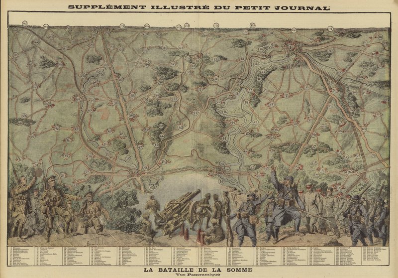 Vue panoramique du champ de bataille de la Somme, France, Première Guerre mondiale - Louis Charles (after) Bombled