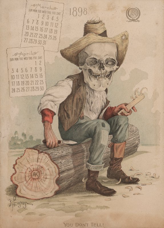 Sculpter un morceau de bois, illustration pour le calendrier Antikamnia - Louis Crucius or Crusuius