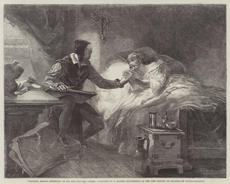 Michel-Ange au chevet de son serviteur malade, Urbino - Louis Haghe
