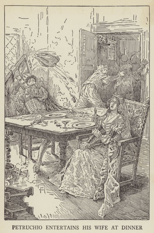 Petruchio divertit sa femme au dîner - Louis John Rhead