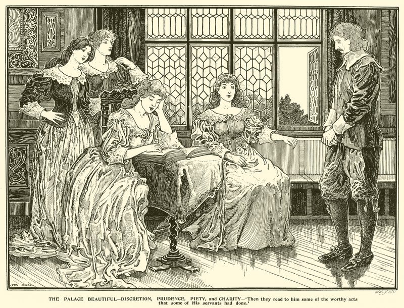 Le Palais Beau, Discrétion, Prudence, Piété et Charité - Louis John Rhead