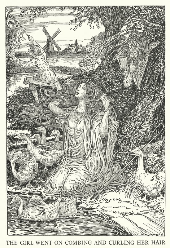 La fille continua à peigner et à boucler ses cheveux - Louis John Rhead