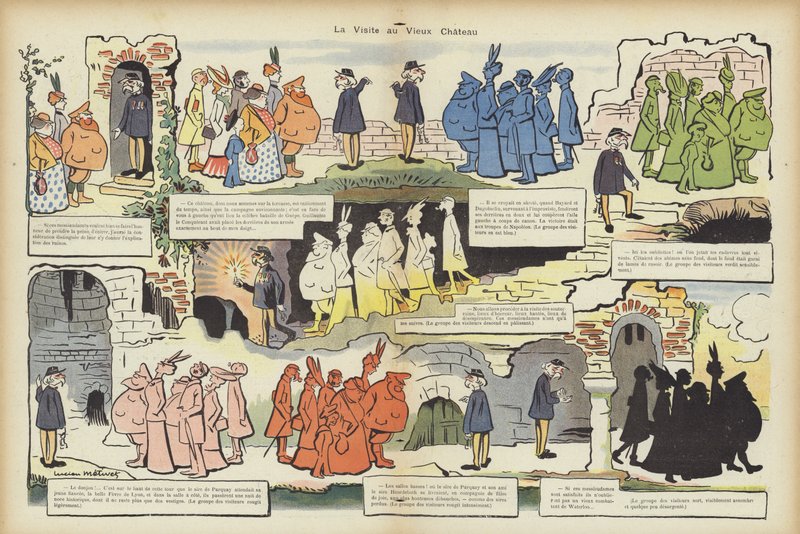 Visite au vieux château. Illustration pour Le Rire - Lucien Metivet