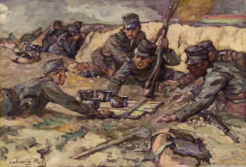 Rafraîchissement de la cuisine de campagne pendant les combats dans les tranchées - Ludwig Putz