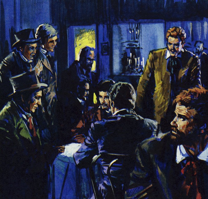 Le café Guerbois devient le lieu de rencontre des amis de Renoir (lithographie couleur) - Luis Arcas Brauner