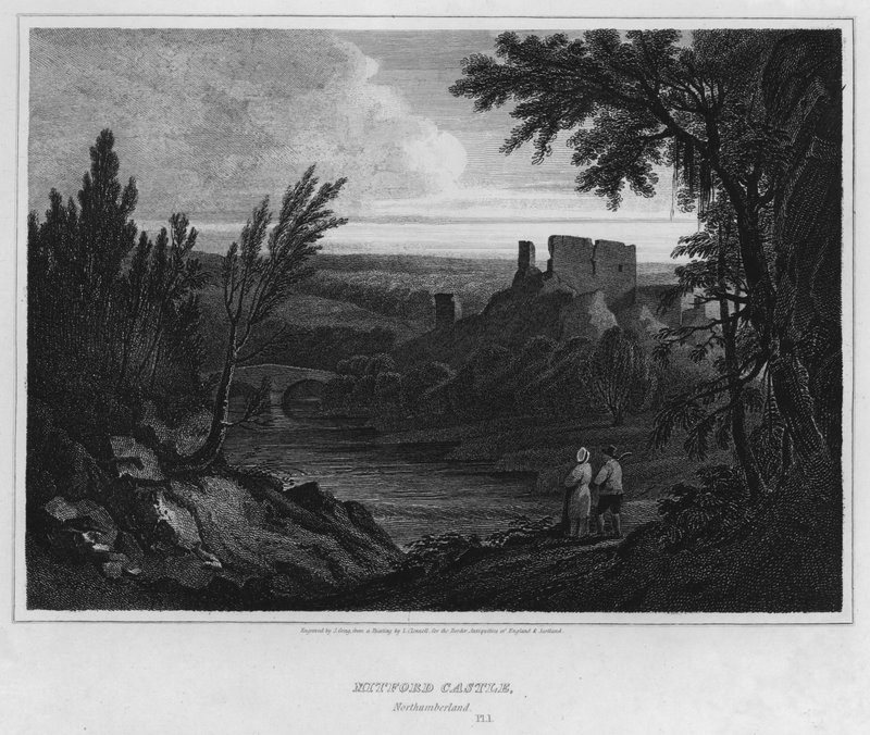 Château de Mitford, Northumberland (gravure) - Luke (after) Clennell