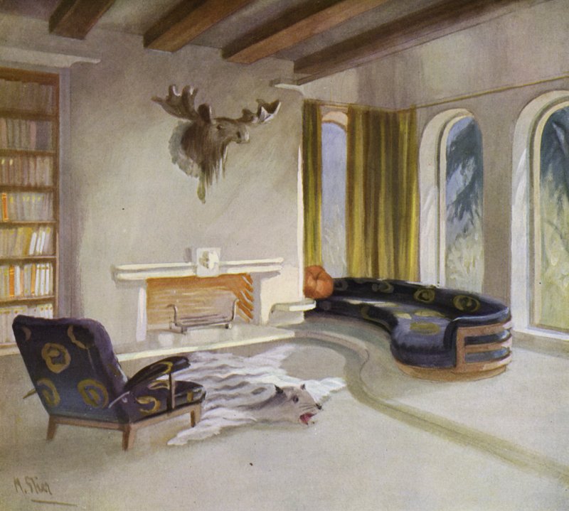 Intérieurs des années 1930 : Salle de fumeurs dans une maison de campagne - M. Stier