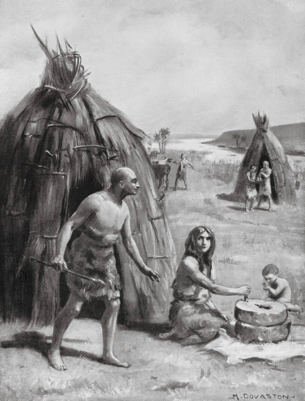 Un établissement sumérien primitif (litho) - Margaret (after) Dovaston