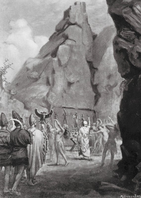 Danse cultuelle dans le sanctuaire rupestre de la déesse-mère hittite (litho) - Margaret (after) Dovaston