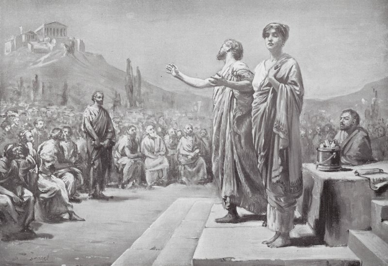 Périclès plaidant pour Aspasie (litho) - Margaret (after) Dovaston