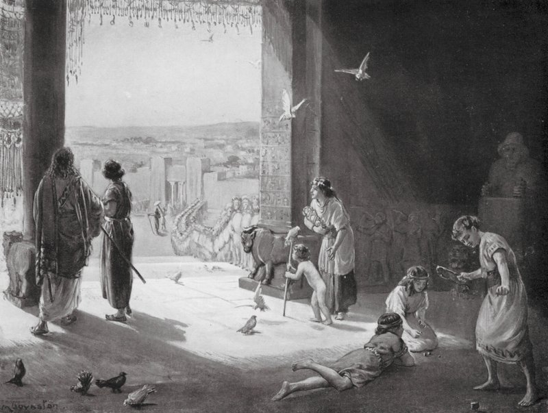 Sangar de Carchemish recevant Ashur-nasir-pal III (litho) - Margaret (after) Dovaston