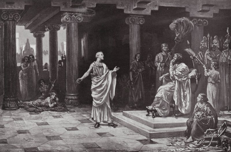 Solon à la cour de Crésus (lithographie) - Margaret (after) Dovaston
