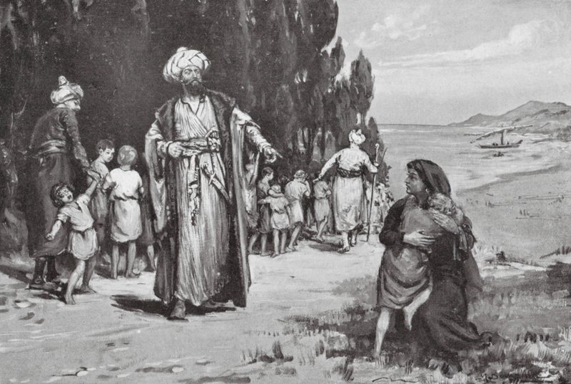Hommage des enfants aux Turcs (litho) - Margaret (after) Dovaston
