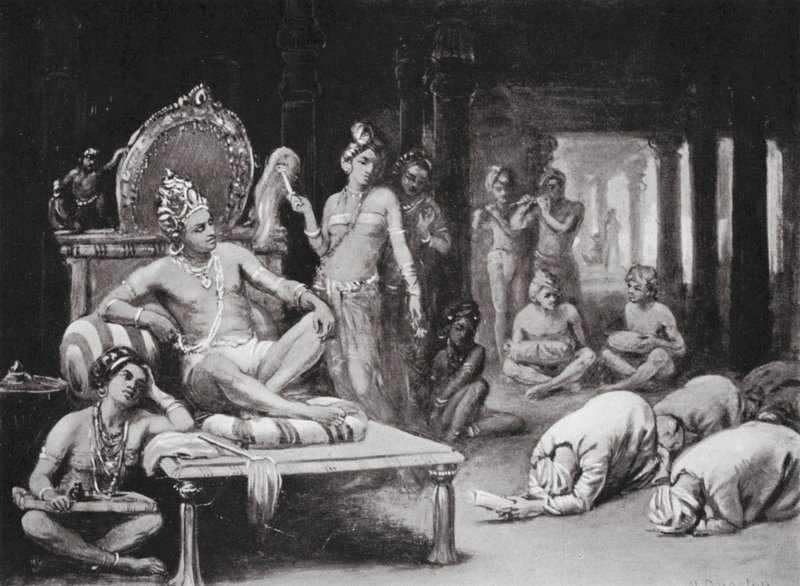 Vikramanka Chalukhya envoie une lettre amicale à Kulottunga Chola (litho) - Margaret (after) Dovaston