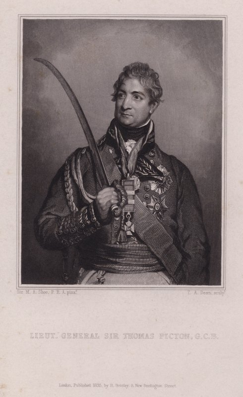 Sir Thomas Picton, général gallois des guerres napoléoniennes tué à la bataille de Waterloo - Martin Archer (after) Shee