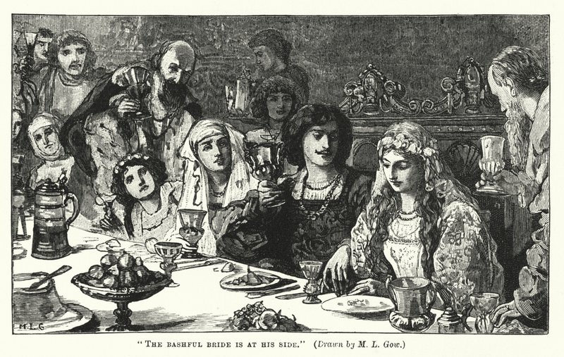 La mariée timide est à ses côtés (gravure) - Mary L. Gow