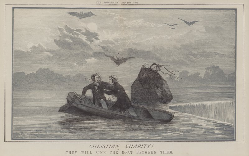 Charité chrétienne ! ou, ils vont couler le bateau entre eux (lithographie en couleur) - Matthew