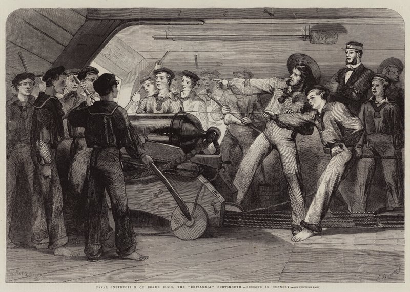 Instruction navale à bord du HMS Britannia, Portsmouth, leçons de tir - Matthew Somerville Morgan