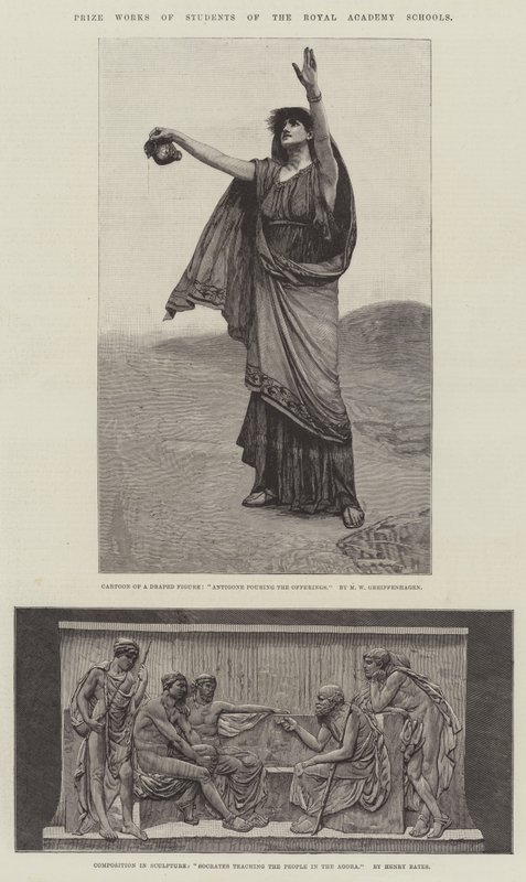 Œuvres primées des étudiants des écoles de la Royal Academy. Illustration pour The Illustrated London News, 5 janvier 1884 - Maurice Greiffenhagen