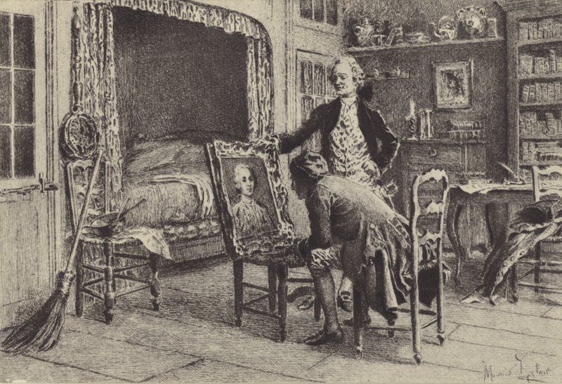 Jean-Jacques Rousseau regardant son portrait - Maurice Leloir