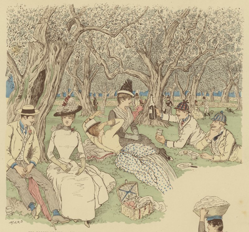 Un pique-nique sous les oliviers à Beaulieu dans le sud de la France - Maurice Charles Mathieu Bonvoisin