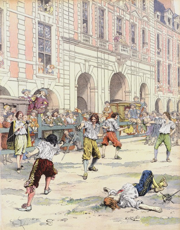 Boutteville et Beuvron se battent en duel sur la Place Royale - Maurice Leloir
