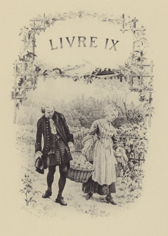 Illustration pour le Livre IX des Confessions de Jean-Jacques Rousseau (gravure) - Maurice Leloir