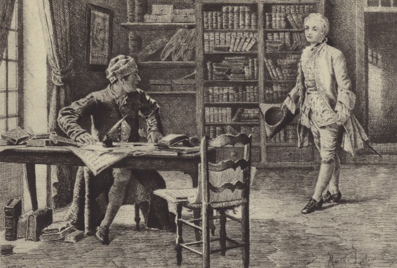 Illustration pour le Livre IX des Confessions de Jean-Jacques Rousseau - Maurice Leloir
