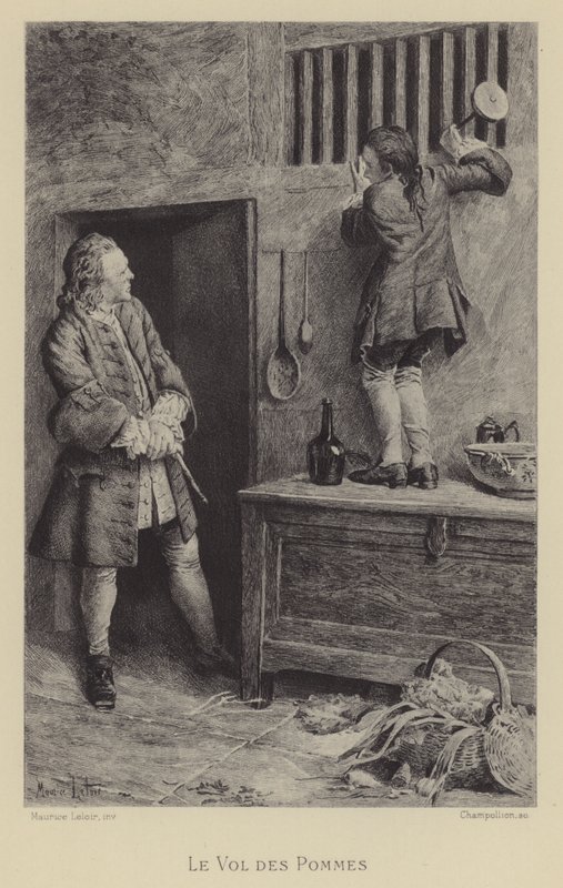 Le vol des pommes (gravure) - Maurice Leloir