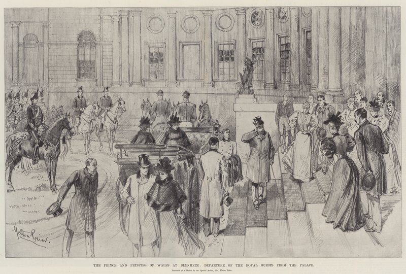 Le prince et la princesse de Galles à Blenheim, départ des invités royaux du palais - Melton Prior