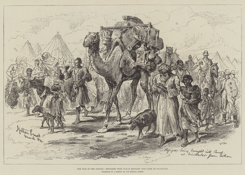La guerre au Soudan, réfugiés de Tokar amenés au camp de Trinkitat - Melton Prior