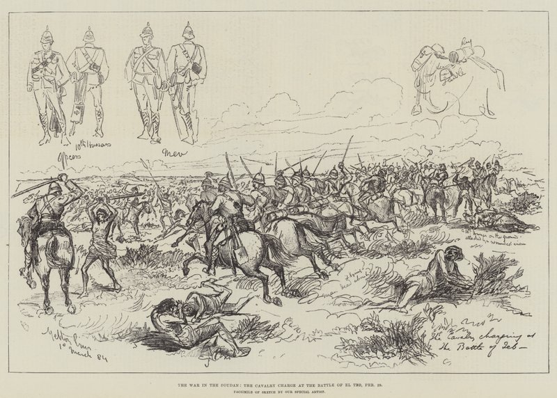 La guerre au Soudan, la charge de cavalerie à la bataille d