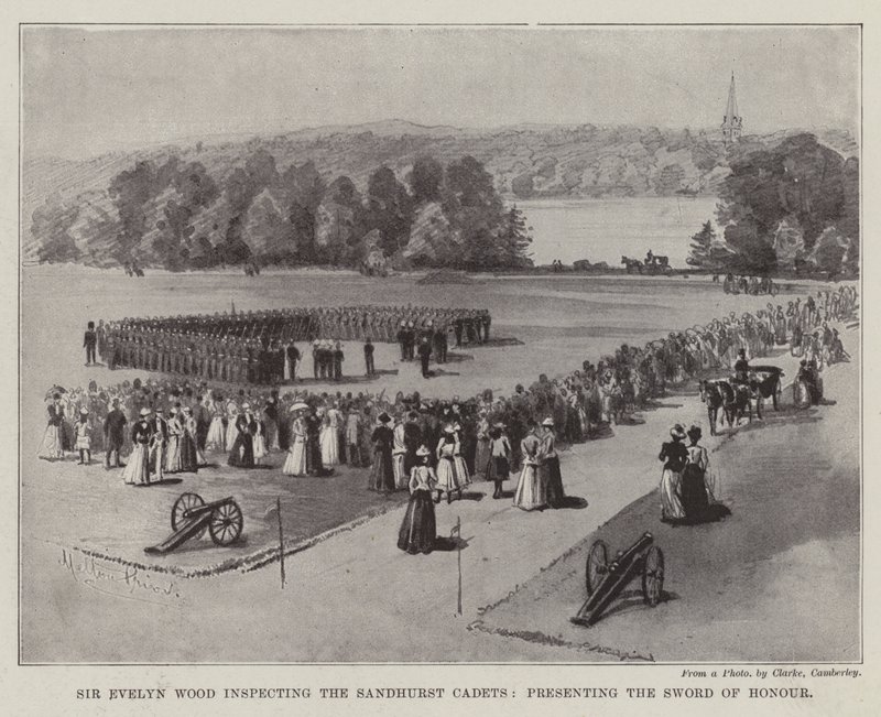 Sir Evelyn Wood inspectant les Cadets de Sandhurst, présentant l