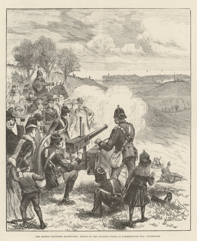 Les manœuvres volontaires de Pâques, défaite de la force envahissante à Summerhouse Hill, Folkestone - Melton Prior