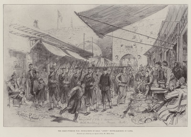 La Guerre Gréco-Turque, Marins du HMS Anson en Marche à Canea - Melton Prior