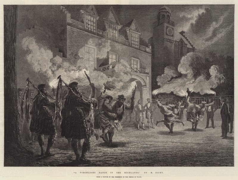 Une danse aux flambeaux dans les Highlands - Mihaly von Zichy