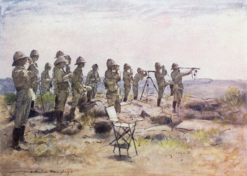 Lord Roberts et son état-major regardant la bataille d