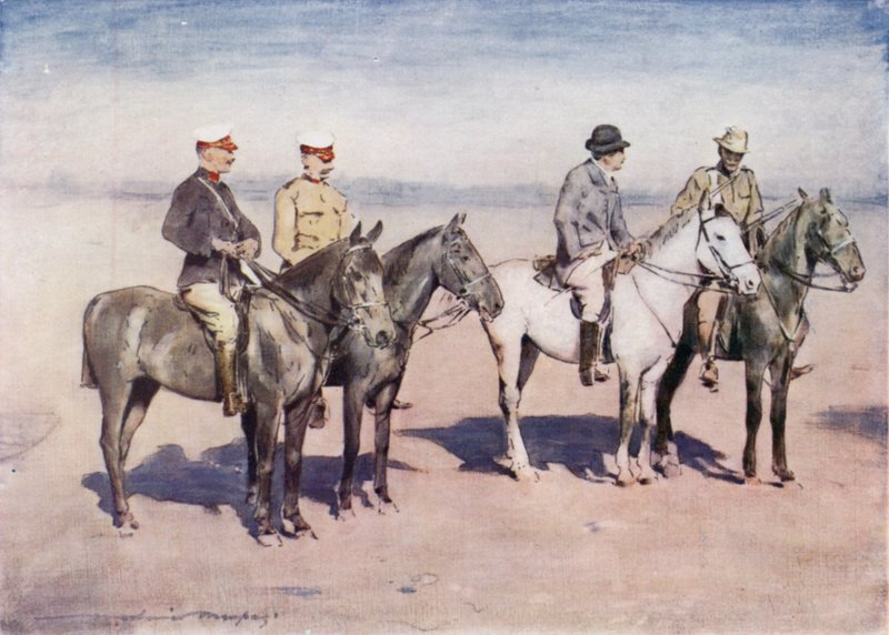 Sir Alfred Milner interviewant le colonel Cholmondeley du CIV - Mortimer Ludington Menpes