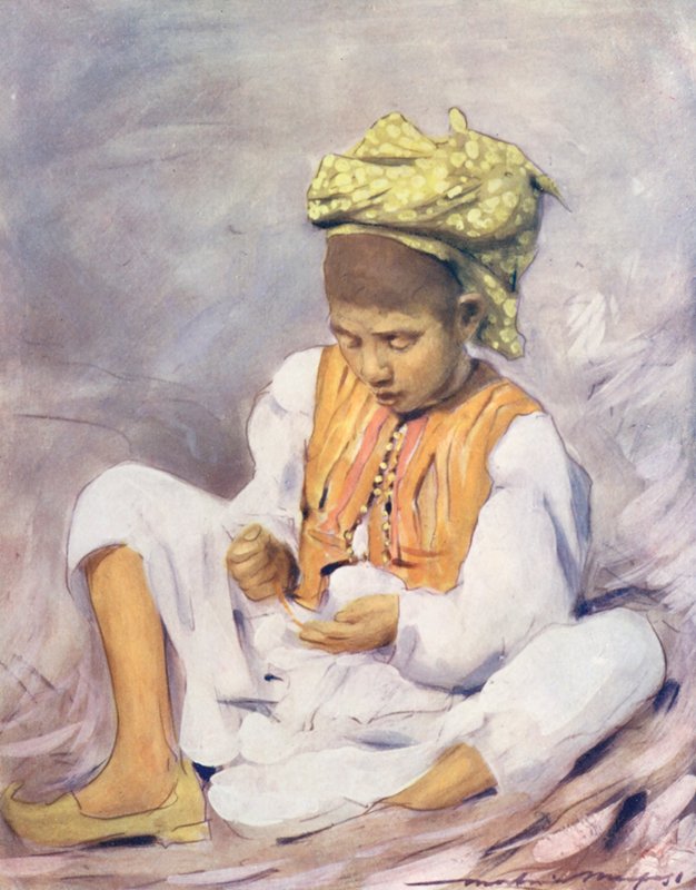 Enfants du monde : Indien, enfilant des perles - Mortimer Ludington Menpes