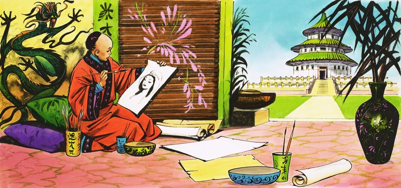Le prince Khan dessine le portrait de la belle fille qu
