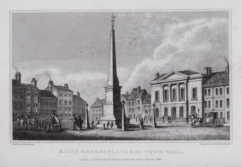 Place du marché et hôtel de ville de Ripon - Nathaniel (after) Whittock